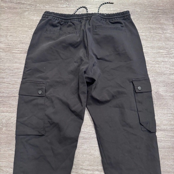 Zara Pants Mens Medium Black Cargo Joggers Drawstring 31x25 Casual Lounge Pocket - Picture 6 of 9